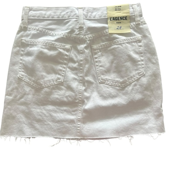 L'AGENCE White Distressed Denim Mini Skirt - Picture 4 of 8